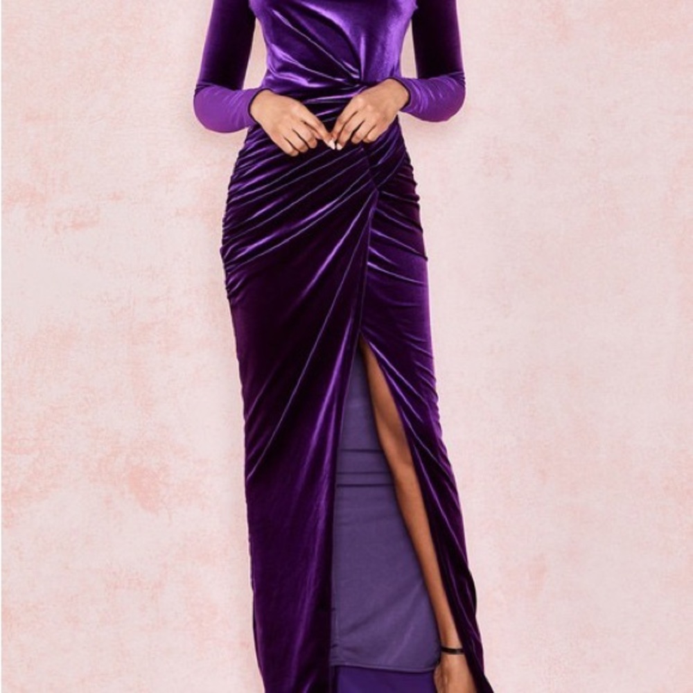 HOUSE OF CB: VELVET PURPLE DRESS - Picture 2 of 3